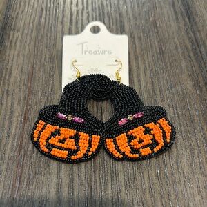 Halloween Pumpkin Earrings - Black and Orange